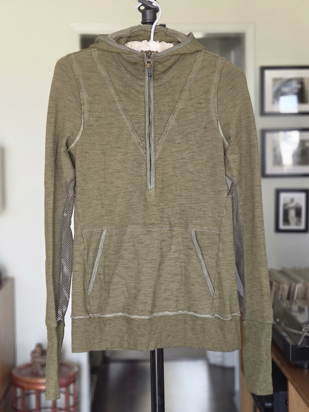 Free People Movement Markie Quarter-Zip Hoodie - Olive Green